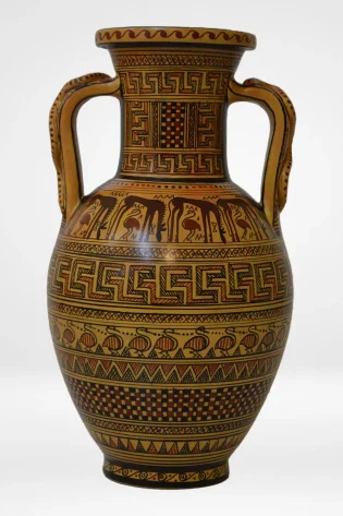 22cm geometric snake handle amphora greek pottery hand made replica sjs 22cm pgm 003