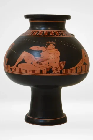 30cm red figure psykter the symposium of women greek pottery hand made replica sjs prf 015