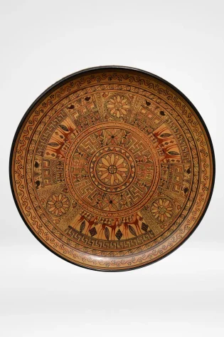greek pottery hand made geometric wall plate sjs pgm 006