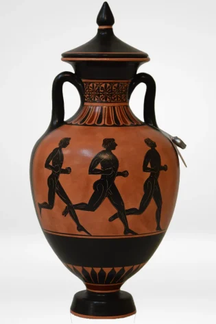 greek pottery hand made replica black figure amphora panathenaic games sjs PBF 005