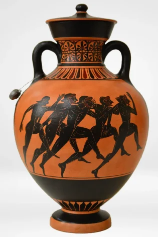 greek pottery hand made replica black figure amphora panathenaic games sjs pbf 001