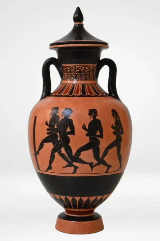 greek pottery hand made replica black figure amphora panathenaic games sjs pbf 010