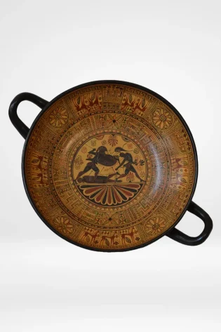 greek pottery hand made replica kylix the battle of troy sjs pgm 005