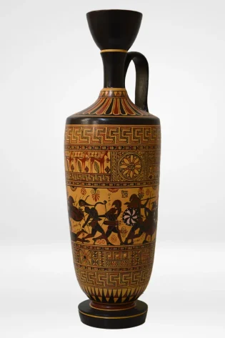 greek pottery hand made replica lekythos the battle of troy sjs pgm 016