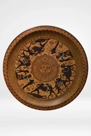 greek pottery hand made replica wall plate the battle of troy sjs pgm 010