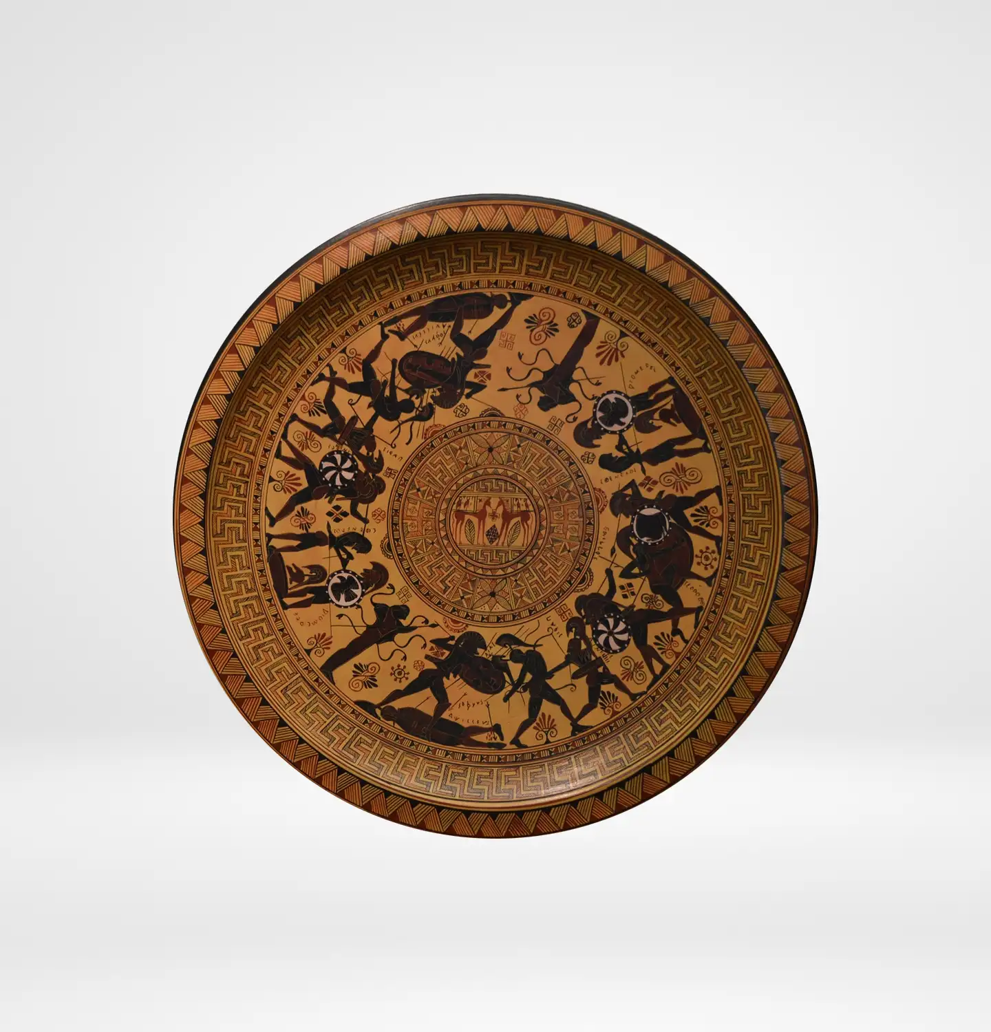 greek pottery hand made replica wall plate the battle of troy sjs pgm 010